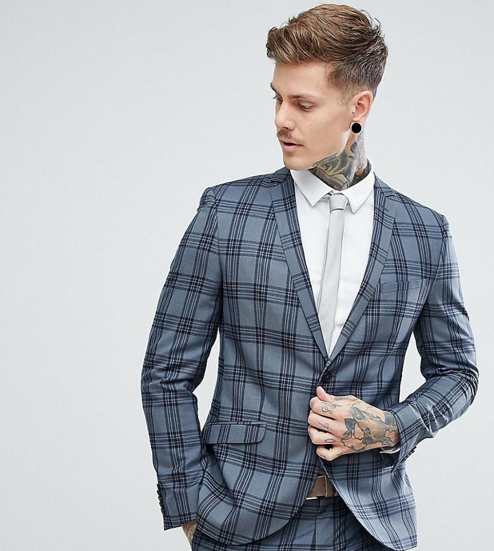 Heart & Dagger Slim Suit Jacket In Check-gray