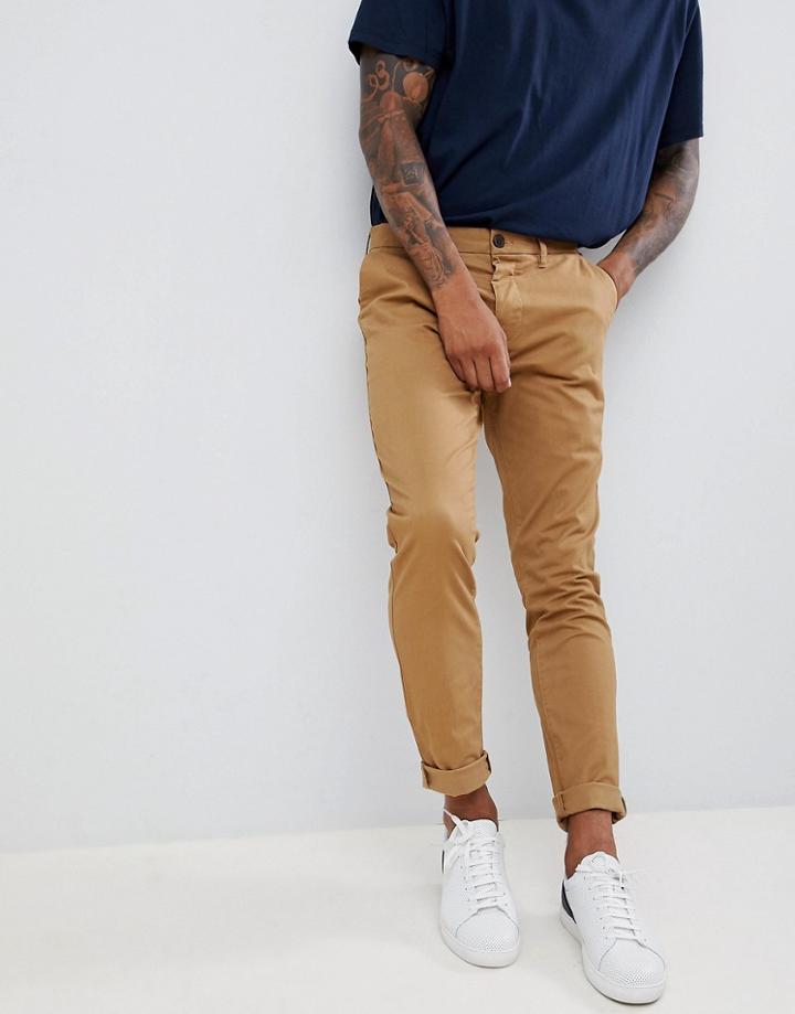 Next Skinny Stretch Chinos In Tan - Tan