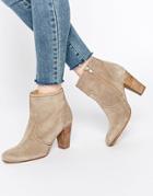Dune Portia Heeled Suede Ankle Boots - Taupe