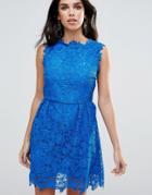 Zibi London All Over Lace Skater Dress - Blue