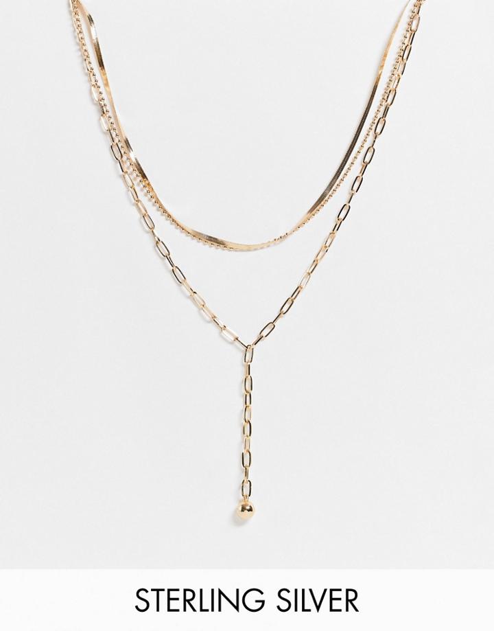 Ashiana Layered Necklace In Gold With Drop Pendant