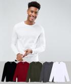 Asos Tall Long Sleeve T-shirt With Crew Neck 5 Pack Save - Multi