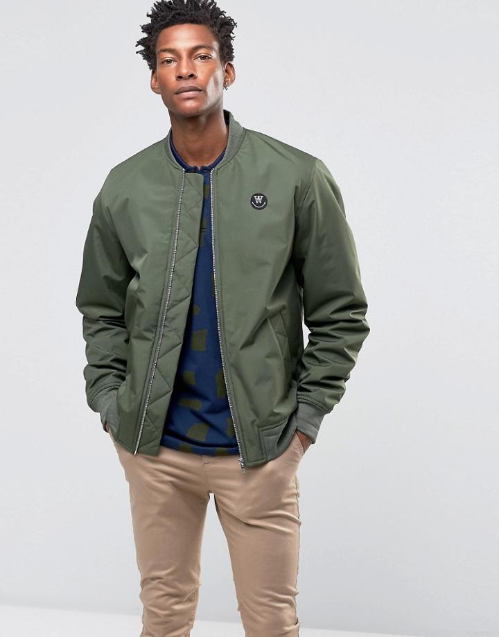 Wood Wood Willie Bomber Jacket Logo Badge - Green