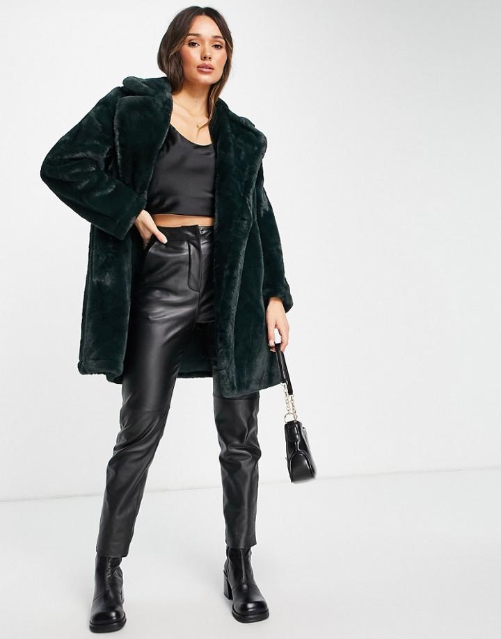 French Connection Felt Pea Coat In Black