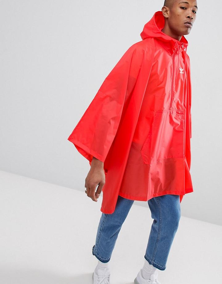 Adidas Originals Trefoil Poncho In Red Dh5817 - Red