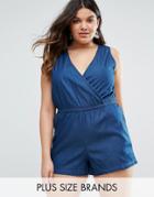 Nvme Plus Romper With Wrap Front In Chambre - Blue