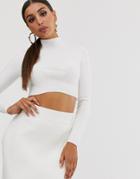 4th & Reckless Knitted Two-piece Crop Sweater With Wrap Tie Back Detail In Cream - Cream