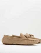 Silver Street Tassel Driving Shoes In Beige Suede-neutral