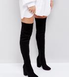 Asos Katcher Heeled Over The Knee Boots - Black