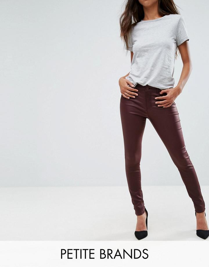 Vero Moda Petite Skinny Coated Jeans - Brown