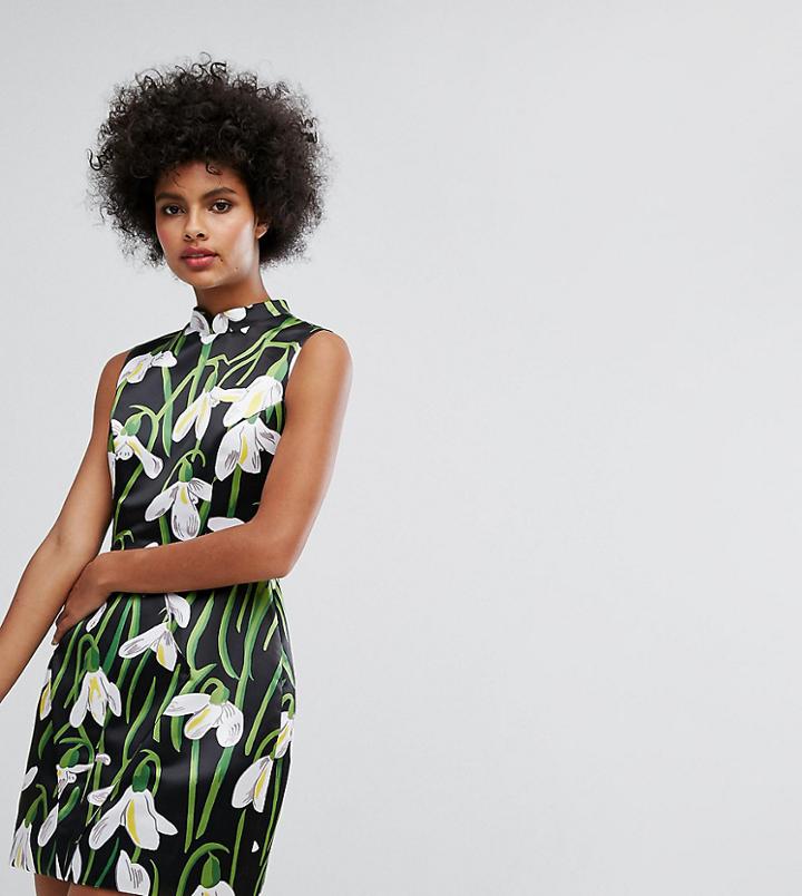 Horrockses Mini Dress With Mandarin Collar In Print