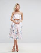 Horrockses Satin Midi Skirt In Multi Floral Co Ord - Multi