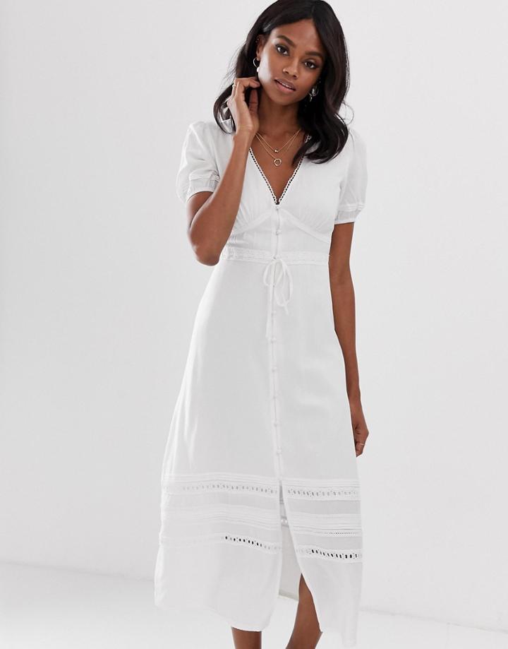 Fashion Union Maxi Dress With Crochet Lace Panels - White