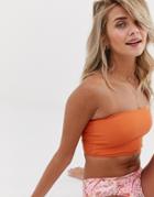 Kulani Kinis Long Tube Bikini Top In Amber-orange