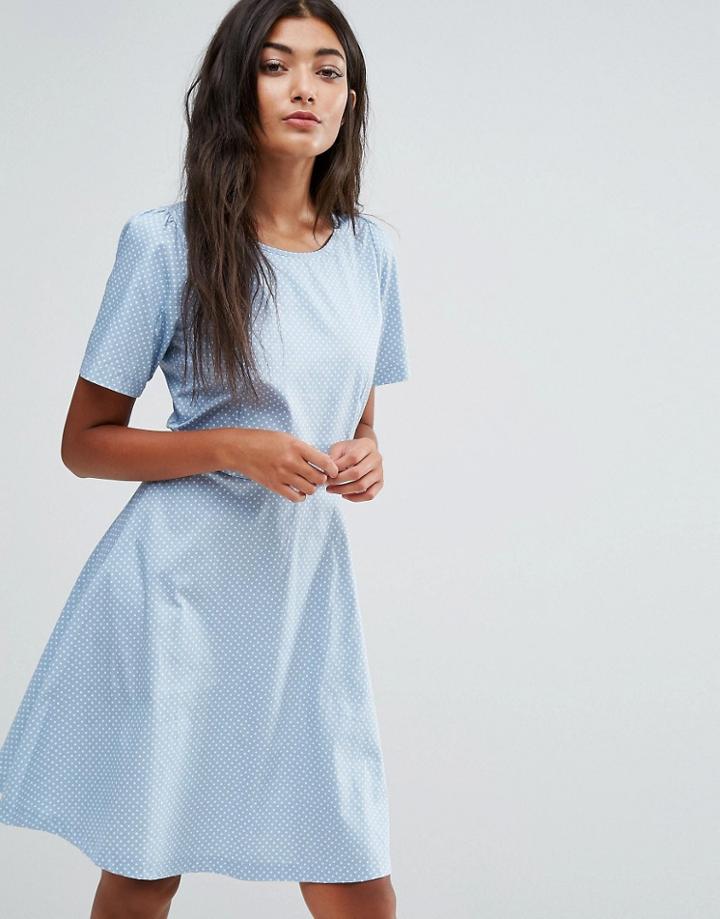 Trollied Dolly Polka Dot Skater Dress - Blue