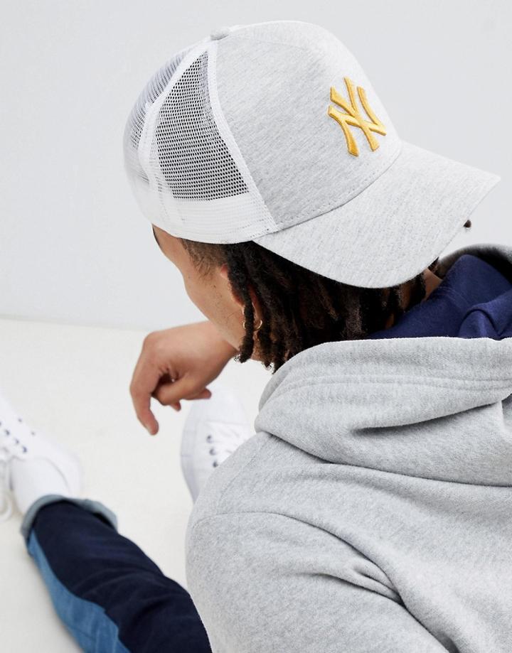New Era Trucker Cap In Jersey Ny Yankees - Gray