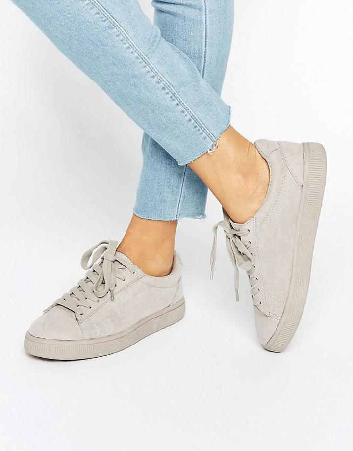 New Look Suedette Sneaker - Gray