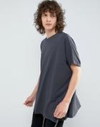 Asos Extreme Oversized T-shirt In Washed Black - Gray