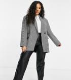 Naanaa Plus Houndstooth Longline Jacket In Black And White