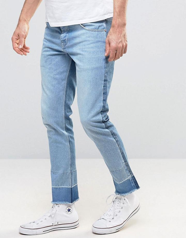 Asos Super Skinny Jeans With Side Stripe Detail In Mid Wash - Blue