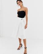 Closet D Ring Tie Waist A-line Skirt - White
