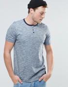 Brave Soul Grandad T-shirt In Marl - Navy
