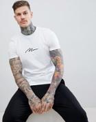 Boohooman T-shirt With Man Embroidery In White - White