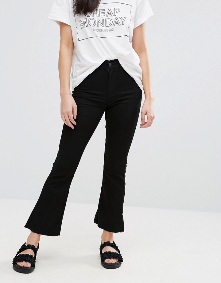 Cheap Monday Kick Cropped Flare Spray On Jeans - Black