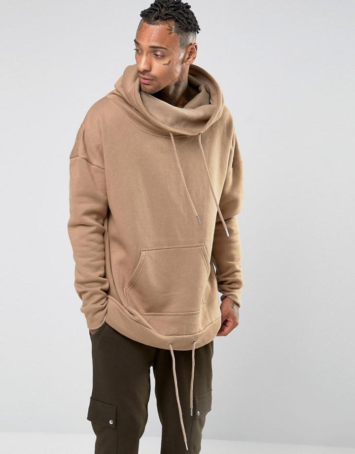 Sixth June Oversized Sweatshirt With Cowel Neck - Stone