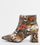 Simply Be Extra Wide Fit Shauna High Ankle Boots In Snake-multi