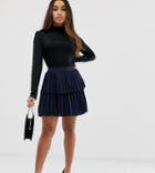 Y.a.s Petite Pleated Tiered Skirt-navy
