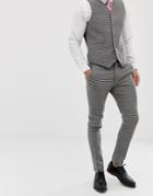 Asos Design Wedding Super Skinny Suit Pants In Gray Houndstooth