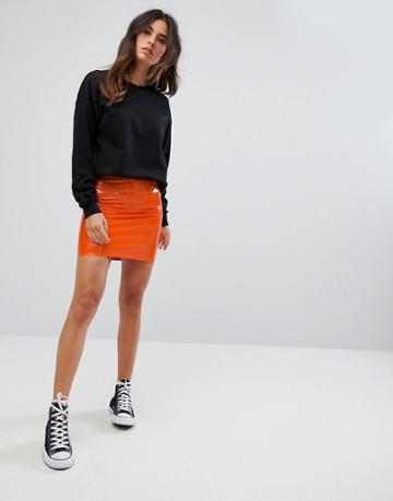 Heartbreak Vinyl Skirt - Orange