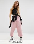 Reclaimed Vintage High Waisted Pants With Drop Crotch In Cord - Pink