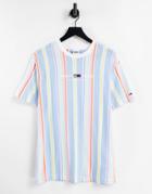 Tommy Jeans Pastel Capsule Central Logo Stripe T-shirt In Light Powdery Blue-blues