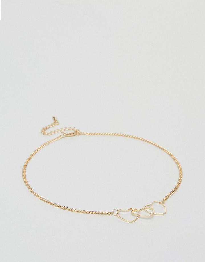 Asos Curve Open Hearts Anklet - Gold