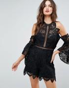 Forever New Lace Detail Romper - Black