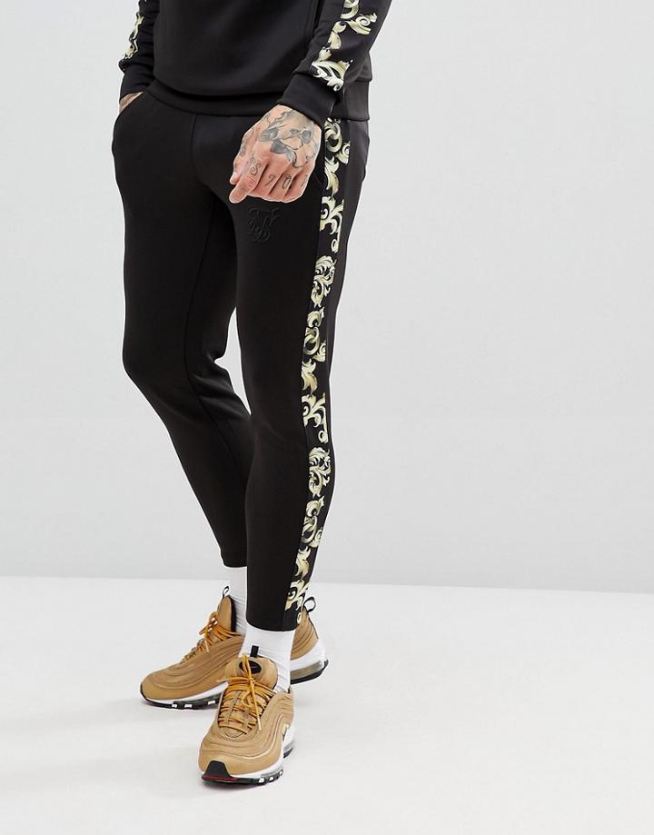 Siksilk Cropped Jogger In Back With Baroque Side Stripe - Black