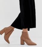 Miss Selfridge Pointed Heeled Boots In Nude - Black