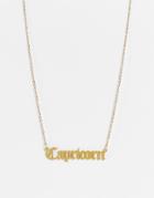 Designb London Capricorn Star Sign Stainless Steel Necklace In Gold