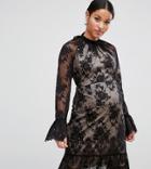 Asos Maternity Tall High Neck Open Back Lace Mini Dress
