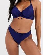 Pour Moi Monaco Belted Bikini Bottom In Navy