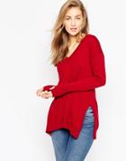 Asos Sweater With Deep V - Dark Red