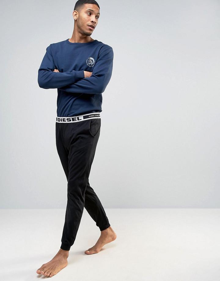 Diesel Lightweight Cuffed Joggers In Regular Fit Black - Black