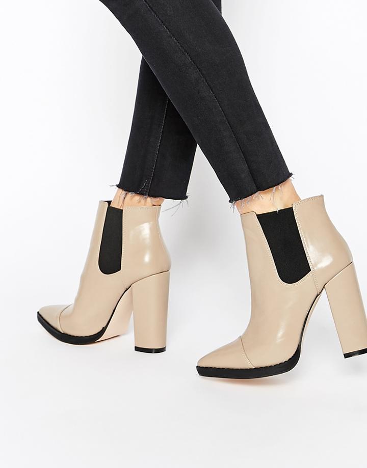 Asos Easy To Know Pointed Chelsea Ankle Boots - Taupe