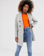 Stradivarius Double-breasted Tailored Coat In Gray