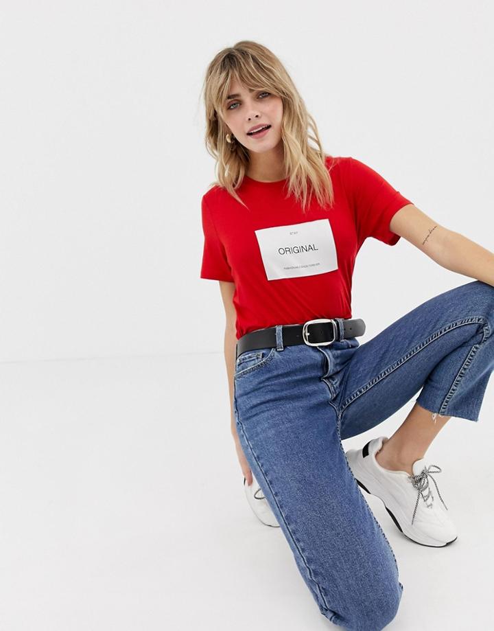 Only Box Slogan T-shirt - Red