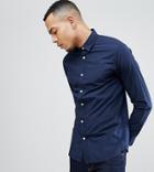 Selected Homme Tall Slim Contrast Button Shirt - Navy