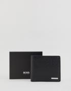 Boss Signature Leather Coin Wallet In Black - Black