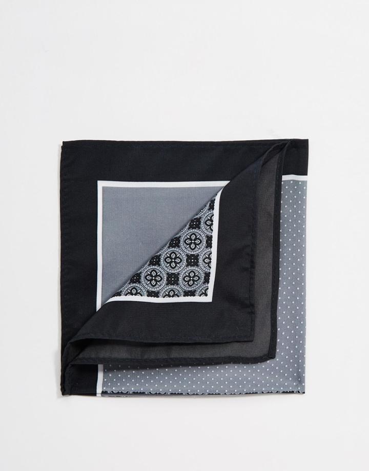 Asos 4 Way Pocket Square In Black - Black